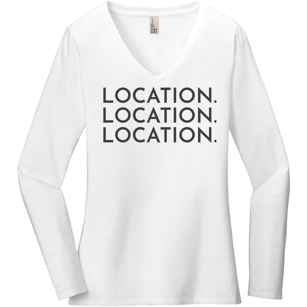 Charcoal Location Location Location - Long Sleeve Women's T-Shirt