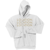 Gold Location Location Location - Pullover Hooded Sweatshirt