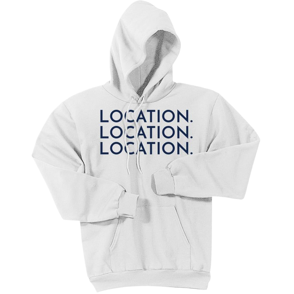 Navy Location Location Location - Pullover Hooded Sweatshirt