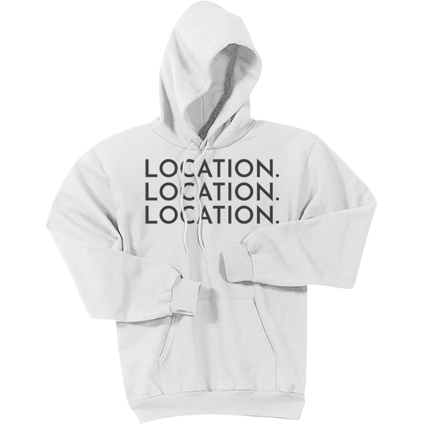 Charcoal Location Location Location - Pullover Hooded Sweatshirt