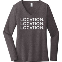 White Location Location Location - Long Sleeve Women's T-Shirt