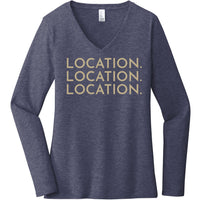 Gold Location Location Location - Long Sleeve Women's T-Shirt
